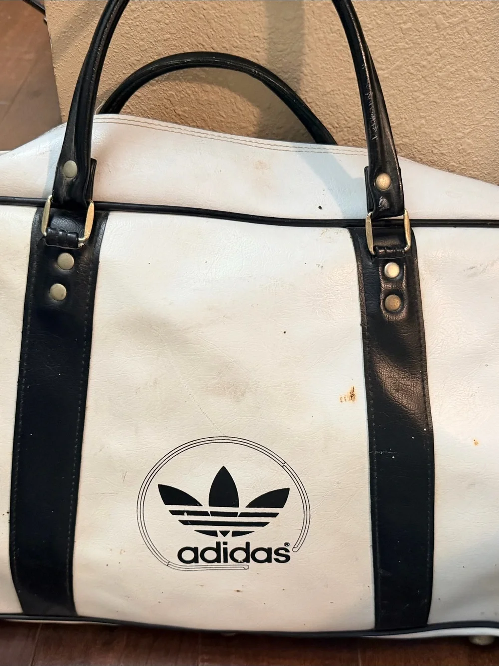 adidas White and Black Trefoil Sport Duffle Bag
